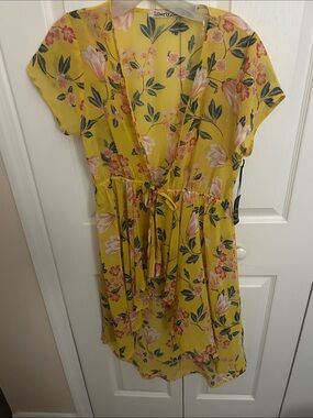 Liberty Love Yellow Floral Tie-Waist Girls' Dress